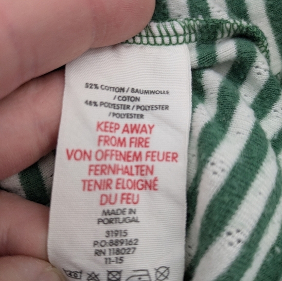 Mini Boden Green Stripe Pointelle Shirt 3/4 - Picture 4 of 5